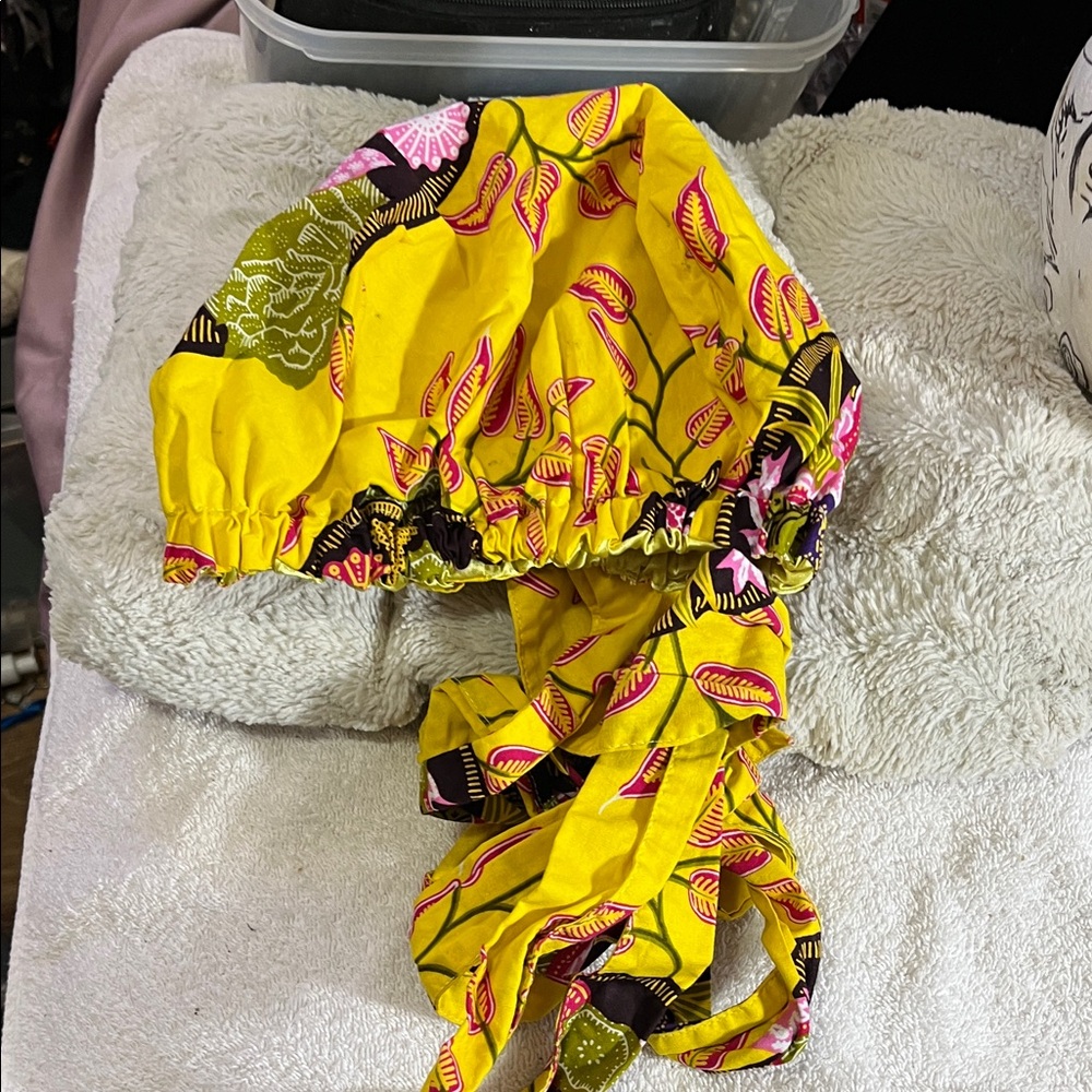 Vibrant Yellow Patterned Headwrap - image 7
